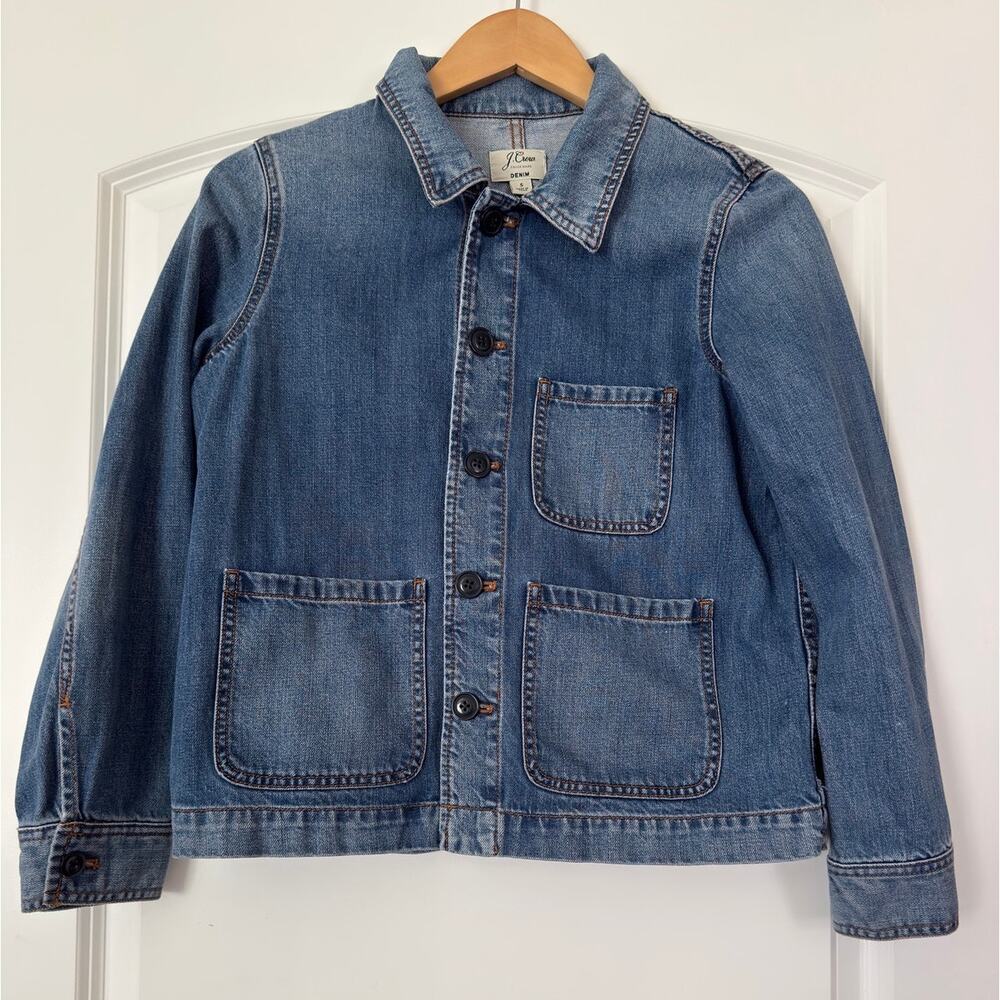 Vintage J Crew Denim Chore Jacket Utility Workwear Shacket Pockets - Small